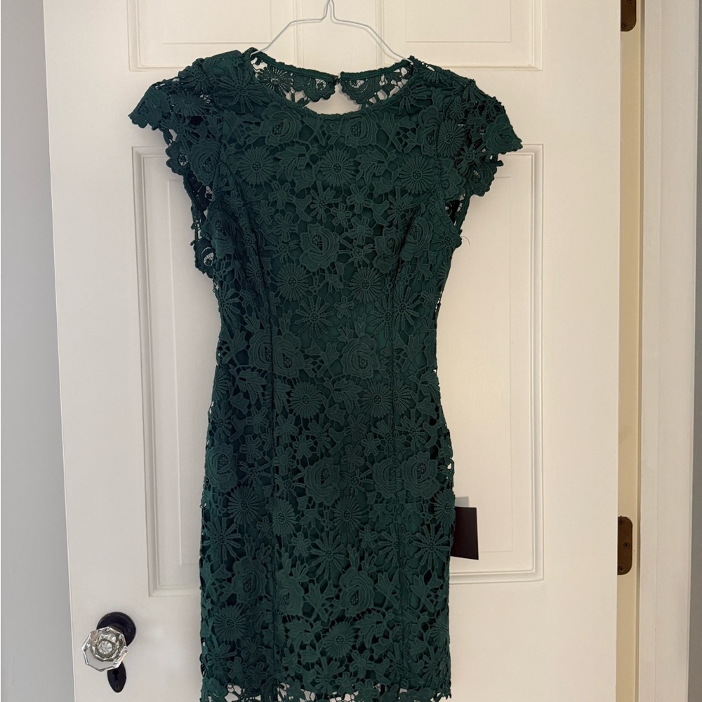 Lulu's Forest Green Lace Mini Dress